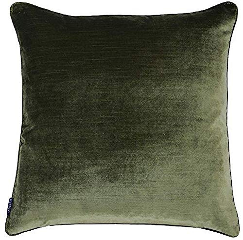Paoletti Riva Luxe Velvet Polyester gefüllte Kissen - Olivgrün - Soft Velvet Gefühl Stoff - Reversible - Versteckte Reißverschluss - maschinenwaschbar - 100% Polyester Case