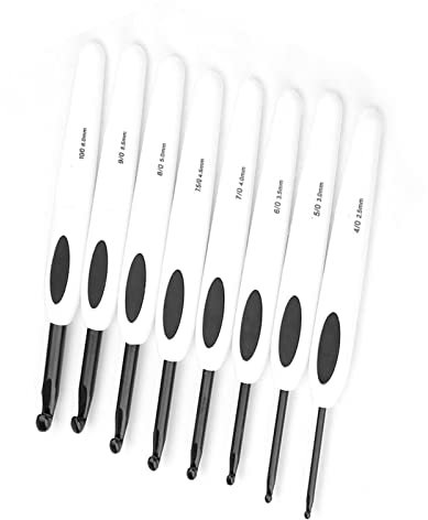 Häkelnadeln Aluminium Weiss Griff Soft Kunststoff 8 Stück für Häkelset