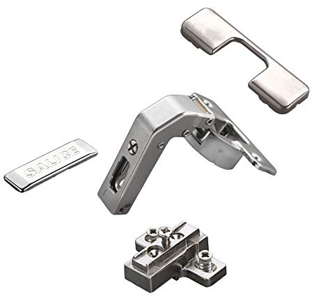 2 x Salice Stollenscharnier Serie 700 Dämpfungssystem im Topf 110° | Bohrbild T52 mit Montageplatte Höhe 9 mm mit Euroschrauben, Langlochverstellung und Abdeckkappen Schrankscharnier von SOTECH