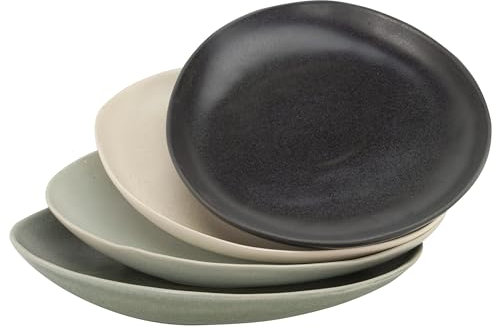 CreaTable, 22139, Serie PIETRA, 4-teiliges Geschirrset, Teller Set aus Steinzeug, spülmaschinen- und mikrowellengeeignet, Made in Portugal