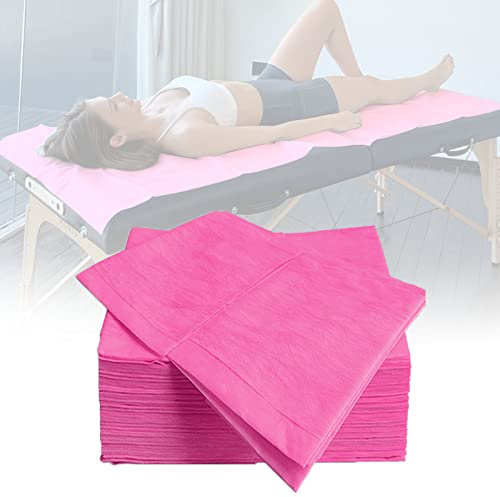 Lot de 20 draps de lit jetables imperméables pour spa, tatouage, table de massage, hôtel, tissu non tissé, 78,7 x 170,2 cm, blanc - Rose