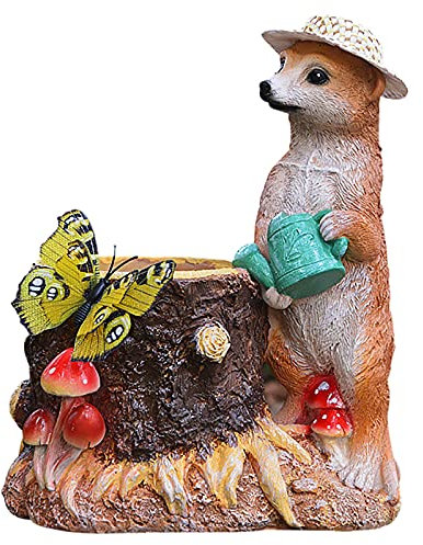 Vatertag Handarbeit Gartenstatuen Deko Tiere Gartenfigur,Erdmännchen, Erdhörnchenornamente, Hofdekoration,Polyresin Art Dekoration,Elf Gartendeko Outdoor Garten Hinterhof Yard Dekor (C)