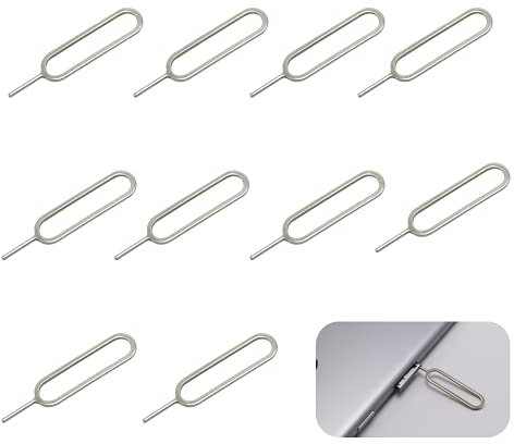 10 Pcs de Extractor de Tarjeta SIM, Mini Abridor de Agujas de Acero Inoxidable, Clavijas de Expulsión, Abridor de Agujas Compatible con Todos los iPhone, Androide, HTC, Samsung Teléfono Inteligente