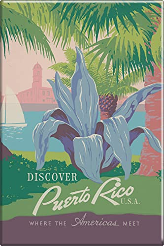 Discover Poster Puerto Rico U.S.A. – Vintage Reproduktion – 5,1 x 7,6 cm Magnet