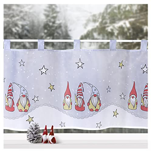 heimtexland ® Scheibengardine Weihnachten Dekoration Fenster-Deko Küchen Gardine 45x120 cm Typ651 (Wichtel 3)