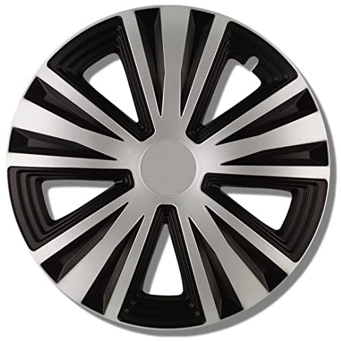Radkappen Silber/schwarz 16 Zoll Radzierblenden 4er Set von 13-16 Zoll - G-Night Radblenden für die meisten Automarken und Stahlfelgen - Zierkappen
