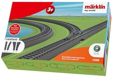 Märklin My World – 23400 - Kunststoffgleis-Ergänzungspackung – Erweiterungsset mit gebogenen und geraden Gleisen – Zubehör – Spur H0