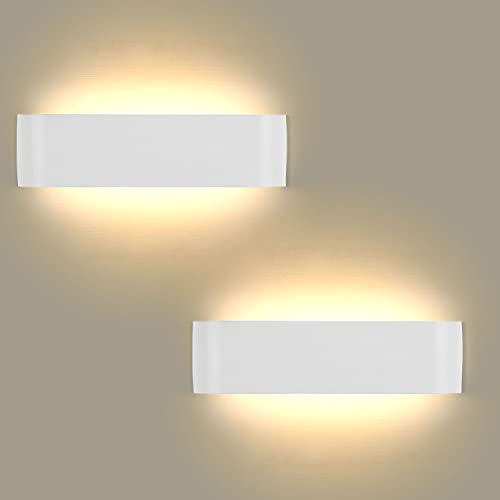 Lightess 2er Wandlampe LED Innen Modern Wandleuchte Weiss Up Down Licht Wandbeleuchtung Warmweiss Treppenhuas Beleuchtung 16W IP44 Flurlampen für Wohnzimmer Schlafzimmer Flur aus Aluminium