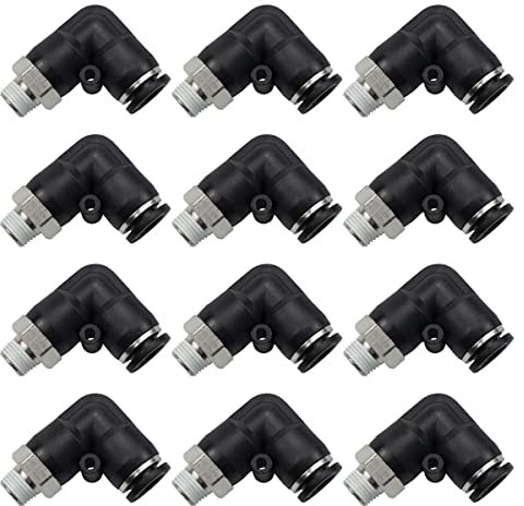 Bwintech 12 Pz 4mm Tubatura OD x 1/8 Maschio BSP Filettatura 90 Gradi Gomito Spingere in Collegare Raccordo Pneumatico, PL4-01 Quick Release Air Line Adapter
