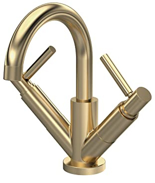 Hudson Reed TEL815 Tec Lever Modern Bathroom Lever Mono Basin Mixer Tap with Swivel Spout and Waste, 217mm, Brushed Brass