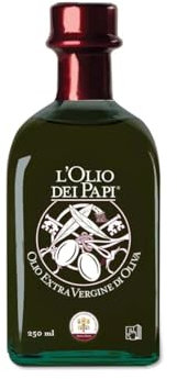 L'Olio dei Papi 100% Huile d'Olive Extra Vierge Italienne extraite à froid des oliveraies centenaires des anciennes terres des Papes 0,25 LT (bouteille)