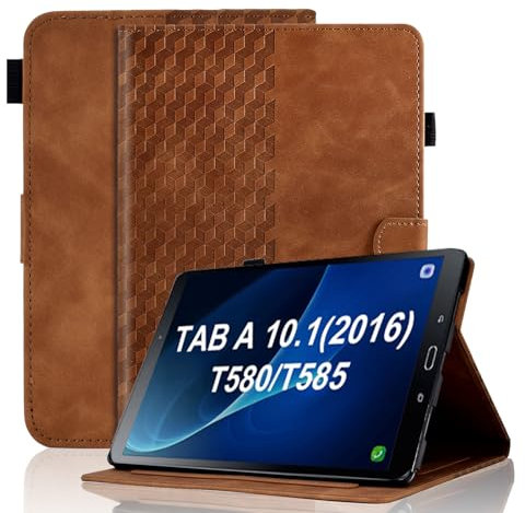 Vkooer Custodia for Samsung Galaxy Tab A6 10.1'' 2016 Cover SM-T580/T585 Custodia Pelle PU Leggero Flip Case con Stand Funzione e Tasca per Galaxy Tab A 10.1 Pollice 2016, Marrone