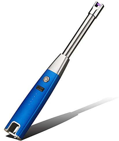 FXNFXLA USB Electronic Rechargeable Arc Igniter, Electric Lighter, Metal Windproof Kitchen Gas Stove Igniter, with LED Battery Display, for Candle Cooking BBQ(Color:C)