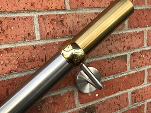 Edelstahl Handlauf V2A Geländer Griff Treppe leicht gewölbt Messing Halter (200 cm)