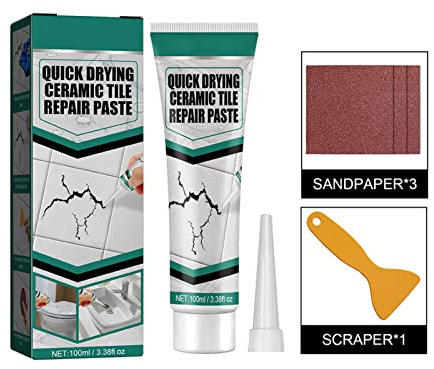 BYYLECL Fliesenreparaturpasten-Set – Wandreparaturmittel, Emaille-Wannen-, Fliesen- und Duschreparatur-Set, für Löcher, Hohlräume, Porzellan