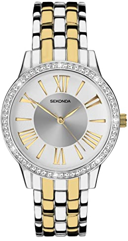 Sekonda Charlotte Womens Analogue Watch 33mm dial | Mineral glass crystal, folding clasp, dual-texture dial, ion-plated case
