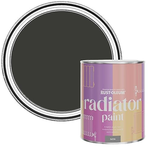 Rust-Oleum Black Heat Resistant Radiator Paint in Satin Finish - Dark Magic 750ml