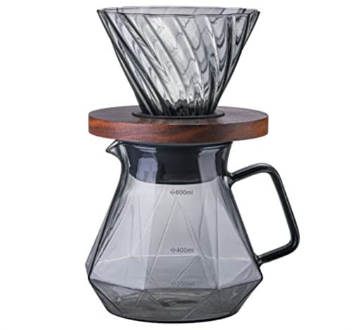 TEmkin Cafetera con hervidor de agua, taza con filtro de origami para café, juego de tazas con filtro de vidrio, olla compartida de vidrio
