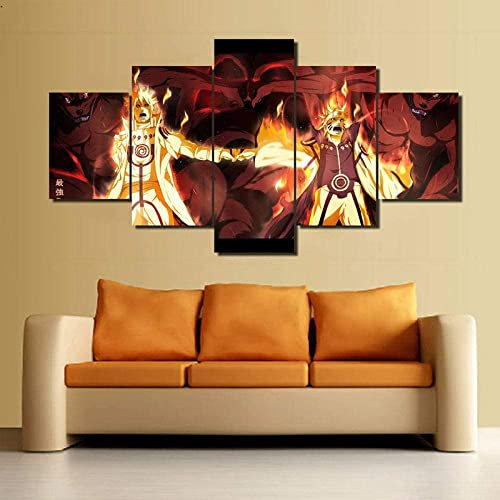 MUICIN Fototapete Naruto Leinwandgemälde 5 Stück mit Rahmen Leinwandbild Wohnzimmer Schlafzimmer Heimdekoration (mit Rahmen),XL