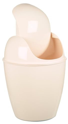 URBNLIVING Plastic Swing Top Lid Bin Rubbish Trash Can Bathroom Office Under Counter (Off White, 5L)