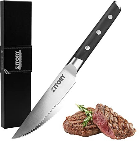 Kitory Half Serratted Kitchen Utility Knife 4.7 Inch Full Tang with Gift Box
