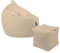 Premium 2-in-1 Sitzsack mit Füllung | Fußhocker | für Kinder & Erwachsene | Outdoor & Indoor | Sitzkissen | Bodenkissen | Wasser- & schmutzabweisend + Sitzpouf 35x35x35cm (Beige, 100 cm + Sitzspouf)