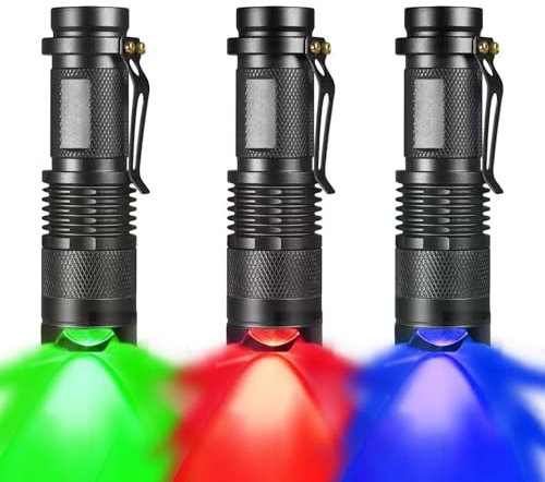 MODOAO Lampe de poche LED, zoomable, étanche, avec clip, 3 modes d'éclairage pour le camping, la pêche de nuit, la chasse, la randonnée, vision nocturne, astronomie, urgence et transport quotidien
