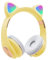 Niniang Bluetooth Headphones, Cat Ear LED Light Up Foldable Wireless Over Ear Headphones for Smartphones/Laptop/PC/TV (Yellow)