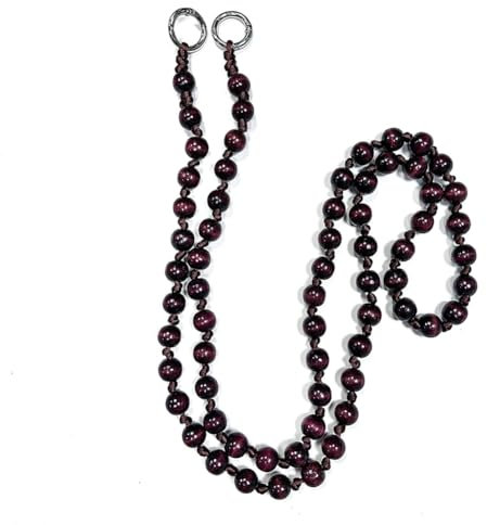 Hrlace Perlen Handykette 120cm Bunte Holzperlen Handy Lanyard Abnehmbare Telefon Kette Umhängeband Universal Anti Verlorene Handy Hängen Chian Taschenkette für Damen und Mädchen Schokolade