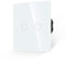 JIMEIDA Interruptor de luz táctil de 2 bandas, 1 vía, panel de vidrio templado blanco interruptor de pared y placa de vidrio sin tornillos con retroiluminación LED, no requiere cable neutro, 500 W, CA