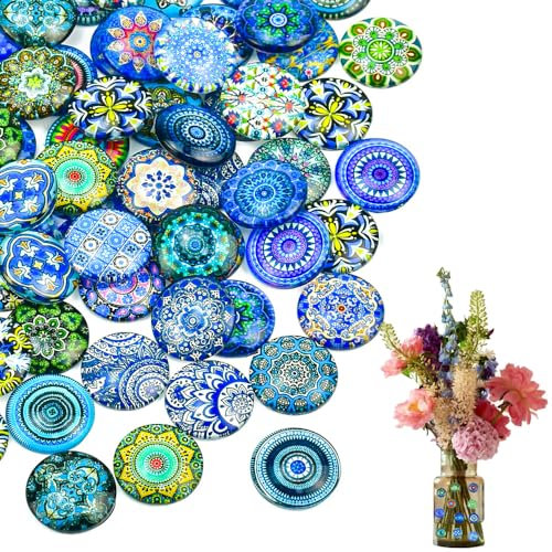 skytowards 100 Stück 20MM Muggelsteine Bunt Steine Deko Glasnuggets Mosaik Gemischte Mosaiksteine Zum Basteln Farbe Glassteine für DIY, Handwerkliche, Schmuckherstellung, Heimdekoration (20MM)