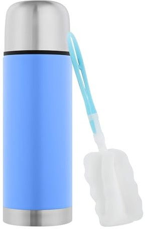GRÄWE Thermosflasche, Edelstahl Trinkflasche, Thermoskanne, Isolierflasche für unterwegs mit Becher, auslaufsicher, spülmaschinengeeignet (1, Hellblau, 350 ml)