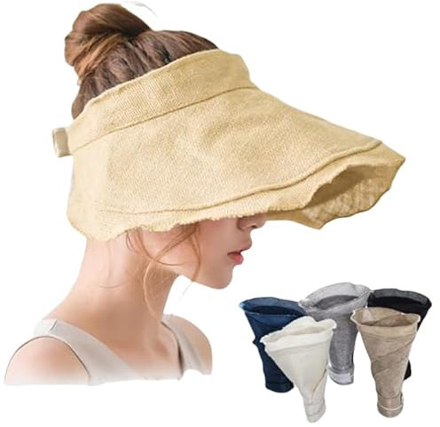 Femme Fille Chapeau de Soleil Haut Vide Casquette Visière avec Large Bord Casquette de Golf Baseball Protection Cou Visage Capeline Anti-UV Chapeau de Pêche Pliable Chapeau d'Été pour Voyage Plage