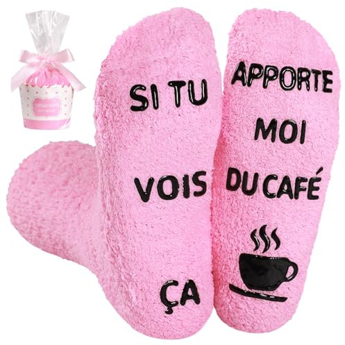 BISOUSOX Chaussettes Drôles pour Femmes Taille 36-40 Avec Grip - Cadeau Maman, Grand-mère, Enceinte, Anniversaire, Fête des Mères - 1 Paire