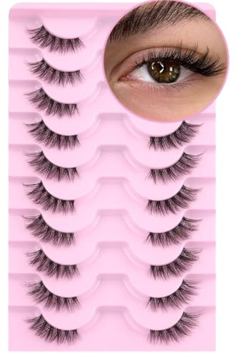 Lot de 10 paires de faux cils naturels effet œil de chat multicouches ondulés 3D