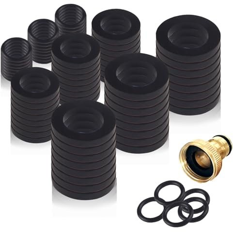 SMCEHEYA Hose Washer Tap Sealing Rings Set 72 Pcs, O Rings Rubber Assorted Seal Kit with 24 Pcs 1/2 Inch Tap Connector Washers,24 Pcs Hose O Rings and 24 Pcs 3/4 Inch Shower Hose Washers(Rubber)