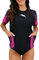 Halcurt UV Shirt Damen mit BH und Tasche Badeshirt UPF 50+ Rash Guard Kurzarm UV Schutz Schwimmshirt Schnell Trocknender Bademode Schwimmen XXL
