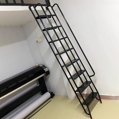 Escalera Escamoteable Escalera de Ático Extra Ancha con Pasamanos de Pedal Antideslizante, Escalera Industrial para Desván en Caso de Incendio, Escalera Exterior Ligera y Portátil para Emergencias(4 s