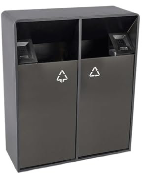 Poubelle pour extérieur Poubelle intérieure/extérieure 38L/80L, poubelle carrée en métal à double baril, grande poubelle commerciale domestique moderne (avec cendrier) Gain de place(Grand)