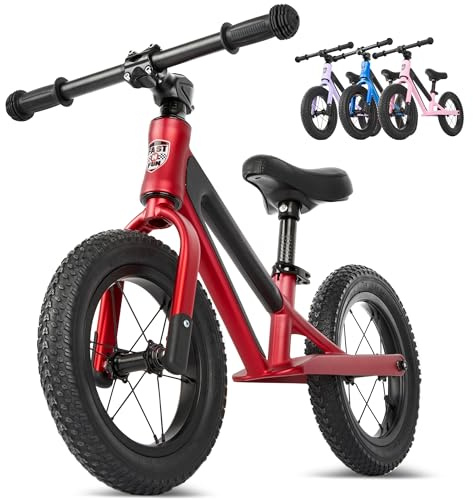 FAST N FUN Laufrad ab 2 Jahre bis 50kg Kinderfahrrad Laufräder | Balance Bike 12 Tragegriff Fußstütze ergonomischer Sitz [höhenverstellbar] Luftreifen Lauflernrad Outdoor Spielzeug Fahrrad Kinder