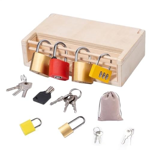 Hqunjikp Lock And Key Toys For Wooden Lock Set With Metal Keys Develop Fine Motor Skills Preschool Learning Toys Educational Toys Lock And Key Toys For