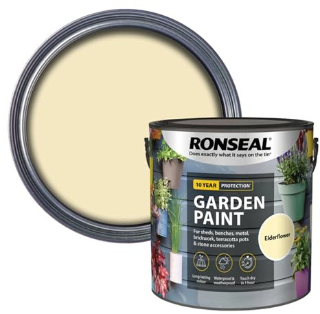 AOC24 Garden Fence Paint 2.5l – Multi-Surface Exterior Paint for Wood, Brick, Metal, Stone & Terracotta – Waterproof, Resists Fading, Matt Finish for Sheds, Fences, Garden Furniture Elderflower