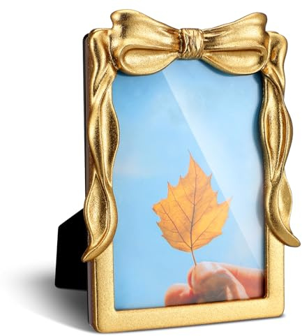 Geelin Bilderrahmen mit Schleife, Vintage, Barock, klassisch, Gold, 12,7 x 17,8 cm