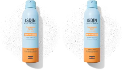 ISDIN Transparent Spray Wet Skin SPF 50 (250ml) | Protection Solaire Corporelle en Spray | Invisible et Efficace sur Peau Mouillée | Légère et à Absorption Rapide (Lot de 2)