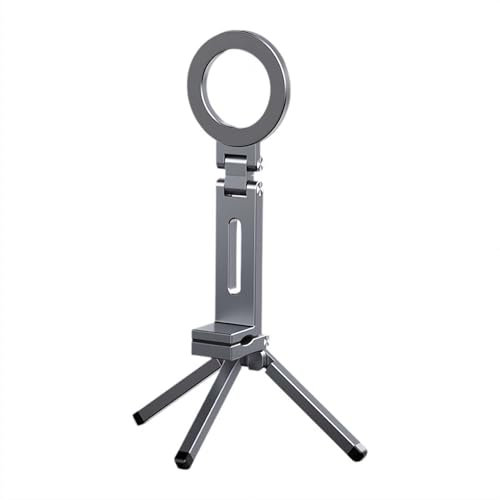 Magnetic Pocket Phone Tripod Foldable Compatible with Magsafe, Upgrade Mini Cell Phone Tripod Mount Handle Smartphone Desk Stand Travel All in One