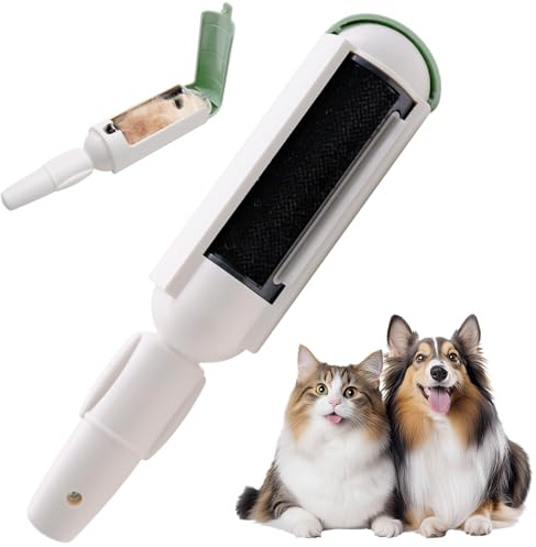 Reusable Pet Hair Remover Roller, Manual Lint Brush for Sofa Carpet Bedding and Furniture, Easy Cleaning Without Adhesive (Greenish White)