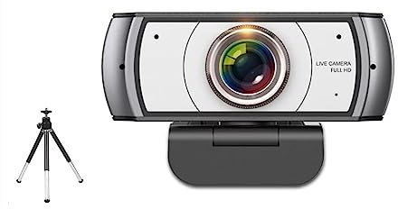 RDVXI Webcams, Webcam 120° Webcam Grand Angle Full HD 1080P avec trépied for conférence, Diffusion en Direct, Enregistrement