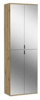 Meublorama Armoire 4 Portes avec miroirs – Chêne Clair – BODITE