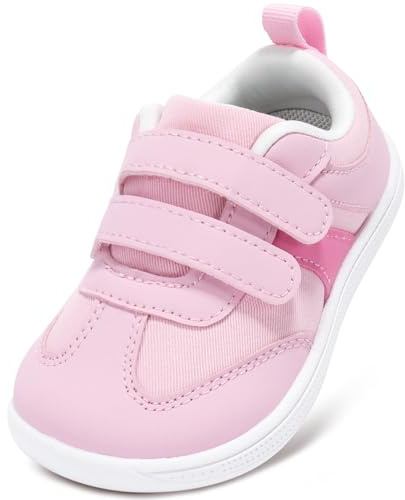 STQ KIDS Chaussures Barefoot Enfant Mode Basket Enfant Garcon Fille Respirant Antidérapant Chaussure Premier Pas Bebe Minimalistes pour à La Course et à La Marche Rose Clair 28 EU
