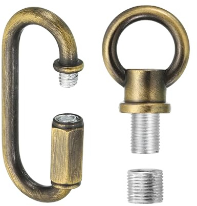 PATIKIL M10 Fine Thread Lamp Female Loop Holder with M12 Adapter Chain Quick Link, Lifting Eye Nut Hook Ring Structural Support to Chandelier, 44 lbs Load Bronze